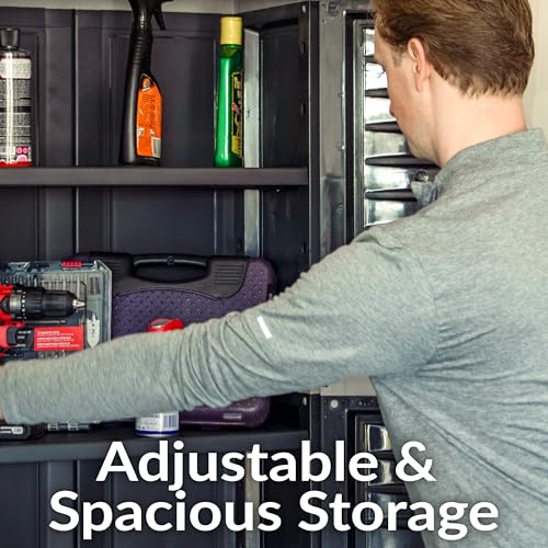 Sunnydaze 72" Garage Storage Cabinet with Locking Doors & Shelves, Shadow - color: Shadow, style: No Drawer - 72" H