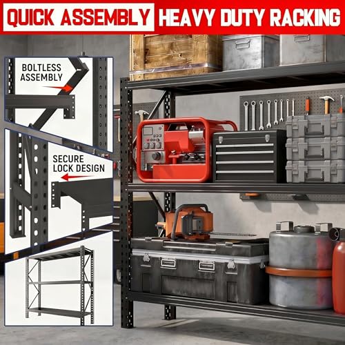 Heavy Duty 3 Tier Metal Book Shelf Adjustable Bookcase | 6000 LBS Bolt-free Storage Shelves with Deep Bookshelf for living Room, Office and Garage Storage, 67"Wx 20"Dx 63"H - size: Reinforced 67"Wx 20"Dx 63"H