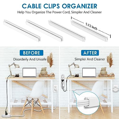 K KASONIC 12 FT Twin Extension Cord Power Strip, 3 Prong Flat Plug, White - color: White
