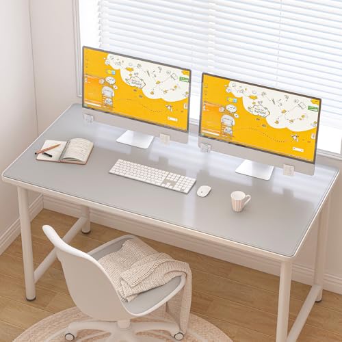 DAWNTREES Desk Mat for Desktop,PU Leather Desk Pad Protector | Non Slip, 47.2" x 23.6" Large Mouse Pad and Keyboard Mat, Waterproof Writing Pad for Office and Home (Light Gray) - color: Light Gray, size: 47.2''x23.6''