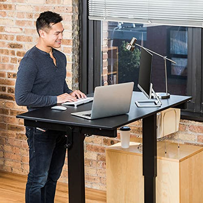 Stand Up Desk Store Crank Adjustable Height Rolling Standing Desk (Black Frame/Matte Black Top, 48" Wide) - color: Black Frame/Matte Black Top, size: 48 Inches Wide