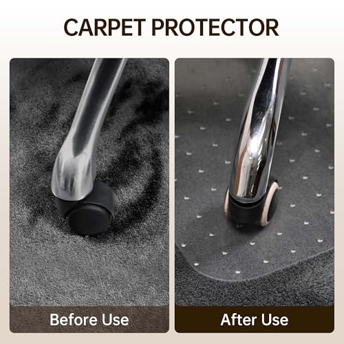 Amyracel Office Chair Mat for Low Pile Carpets, 30” x 48” Clear Computer Desk Chair Mat for Carpeted Floors, Easy Glide Floor Protector for Home Office - color: Spiked Transparent, size: 30" x 48" Rectangular