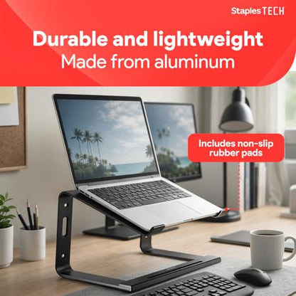 Staples TECH Aluminum Laptop Stand, Black, 11.2x10.2 Inch - style: Black