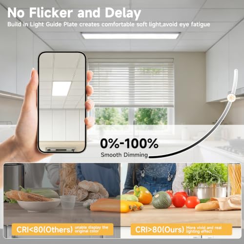 2 Pack 1x4 LED Flat Panel Lights with 5CCT Selectable, 5040LM, ETL | 40W/35W/30W/25W/20W,6500K/5000K/4000K/3500K/3000K,0-10V Dimmable, LED Drop Ceiling Fixtures for Office Meeting Classroom - size: 1x4FT 2PACK