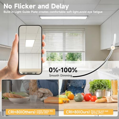 2 Pack 1x4 LED Flat Panel Lights with 5CCT Selectable, 5040LM, ETL | 40W/35W/30W/25W/20W,6500K/5000K/4000K/3500K/3000K,0-10V Dimmable, LED Drop Ceiling Fixtures for Office Meeting Classroom - size: 1x4FT 2PACK