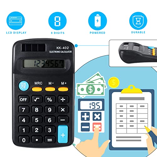 24 Pieces Pocket Size Mini Calculators Handheld Angled 8-Digit Display Calculators Basic Standard Small Accounting Desktop Supplies for Office School and Home
