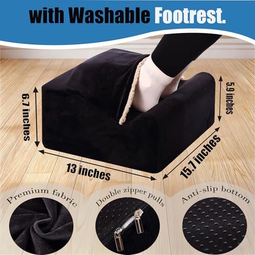 Keep Warm Foot Stool Foot Rest for Under Desk At Work | Office Footrest with Warm Feet Pocket,Ergonomic Under Deskfoot stool Stool for Office Chair & Back &Pain Relief Black+ - color: Black+