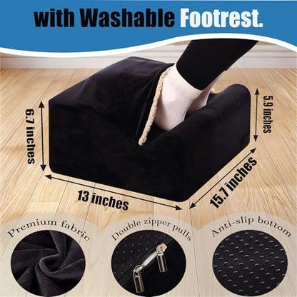 Keep Warm Foot Stool Foot Rest for Under Desk At Work | Office Footrest with Warm Feet Pocket,Ergonomic Under Deskfoot stool Stool for Office Chair & Back &Pain Relief Black+ - color: Black+