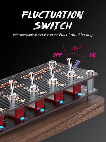 Walnut Cyberpunk USB Docking Station for Independent Switch Control, 6 Port USB2.0 Hub,USB Splitter Expander,USB/SD/TF Card Storage Box,Retro USB Desktop PC Controller-F062