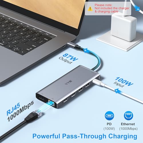 USB C Laptop Docking Station Dual Monitor HDMI USB C Hub Multiport Adapter