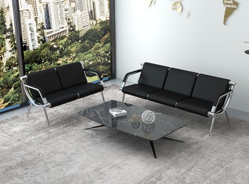Kinsuite 5-Seats Waiting Room Chairs - Airport Reception Chair with Arms Waiting Benches PU Leather, Office Guest Chairs & Reception Chair for Clinic Office School Salon Lobby - size: 2-seat+3-seat