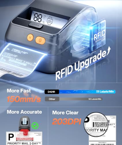 Phomemo Shipping Label Printer with Screen and Built-in Label Bin - color: Gray