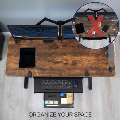 VIVO Large Keyboard Tray Under Desk Pull Out Platform with Pencil Drawer, Extra Sturdy C Clamp Mount, 27 (33 Including Clamps) x 11 inch Slide-Out Tray with Storage Drawer, Black, MOUNT-KB05-4D