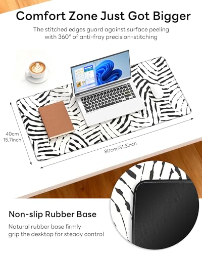 Mouse Pad 31.5x15.7in Large Desk Mat Non-Slip for Office - color: Tiger Stripes, size: 31.5" x 15.7"