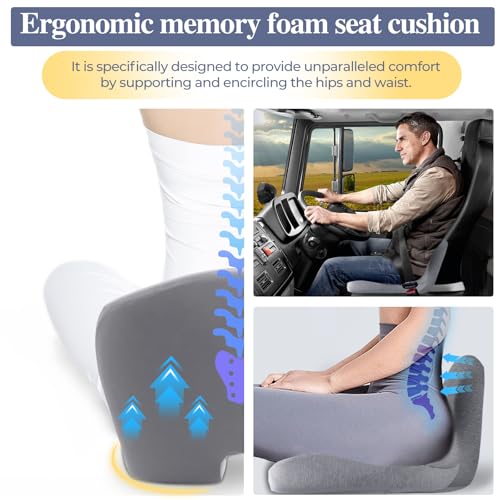 Seat Cushion with Lumbar Support Pillow, Back and Seat Cushion for Office - color: Light Gray