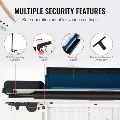 VEVOR Heavy Duty Paper Cutter, 12" Industrial Commercial Guillotine Paper Cutter for A4 Paper, 400 Sheet Capacity, Solid Steel Construction, Stack Paper Trimmer for Office Home School Shop, White - size: 12" Cutting width
