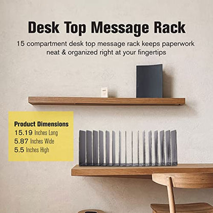 MMF Industries STEELMASTER Desk File Organizer | 15 Compartments | Scratch & Chip-Resistant Finish | Durable Steel Construction | Vertical File Organizer - style: Message Rack