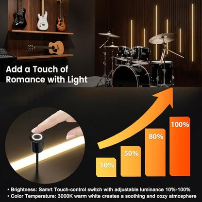 6-Lights LED Recessed Lighting Wall Panel Lights,Self-Adhesive Wood Slat Wall Panel Strip Light,4000K Touchable Switch Dimmable LED Aluminum Channel lamp,Under Cabinet Light(39in+31.5in+23.6in) - color: 6-Lights