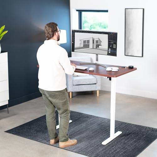 VIVO Dark Walnut 60 x 30 in Standing Desk, DESK-KIT-0W6D - color: Dark Walnut Top / White Frame, size: 60 x 30 inch