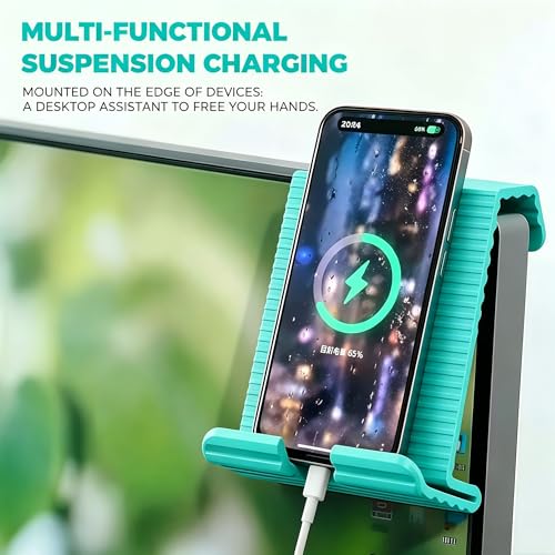 Flexible Silicone Aluminum Phone Holder Tablet Stand with Charging Port Design, Foldable Airplane Laptop/Phone Stand for Home Office Travel (Tiffany) - color: Tiffany