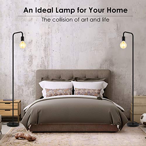 BoostArea Floor Lamp, Industrial Floor Lamp, 63 Inch Standing Lamp, E26 Socket, On/Off Footswitch, Whole Metal, ETL Listed, Modern Small Lamp for Bedroom, Living Room, Minimalist, Vintage, Mid Century - color: Black