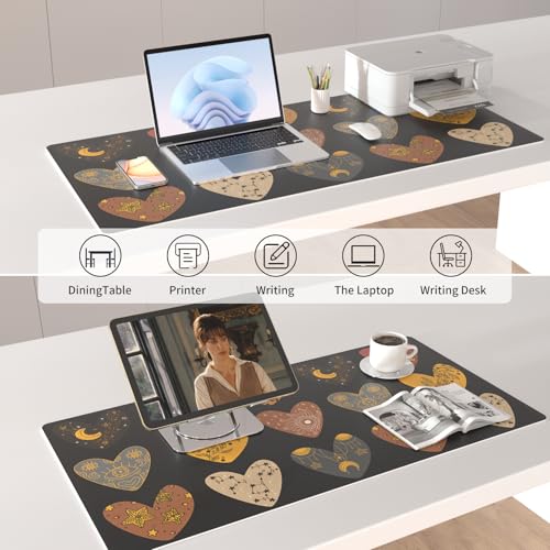 Colorful Star Magic Heart Large PU Leather Mouse Pad, 31.5" x 15.7" - color: Magic Heart, size: 31.5" x 15.7"