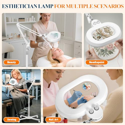 2200 Lumens 12X 30X Esthetician Magnifying Lamp, 3-Axis Magnifier - color: White, size: 12X 30X