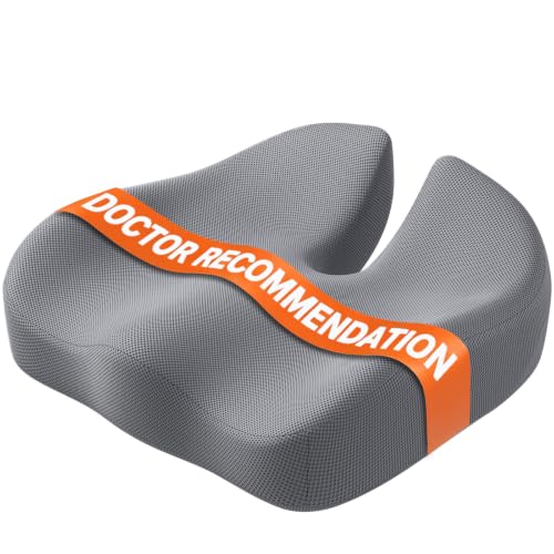 Seat Cushion, XL Large Memory Foam Cushion for /Office Chair/Car/Wheelchair - color: Grey