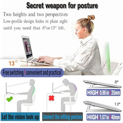 2PCS Laptop Stand Portable,Adjustable Laptop Riser, Ergonomic Cooling Mini Invisible Notebook Stand Riser for Desk Computer Keyboard MacBook Universal 10-17 Inch (Silver) - color: Silver