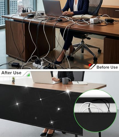 Under Desk Privacy Panel with Table Cable Management, 60in | Self-Adhesive Design with Cable Storage, Silver Plated Inner Side - size: Large