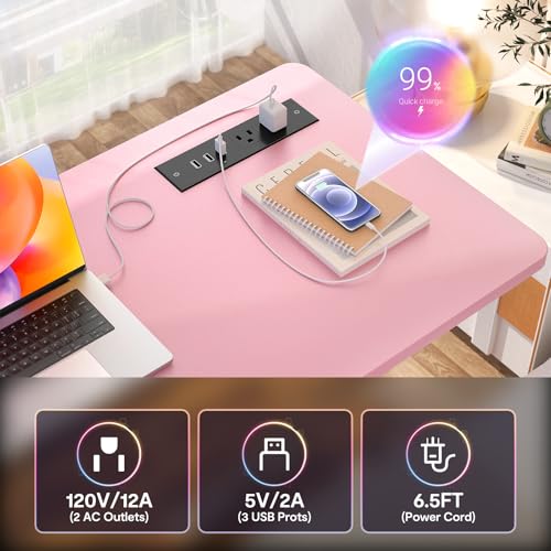 Armocity 32" Rolling Standing Desk with Charging Station for Couch Bed - color: Pink, size: 32''