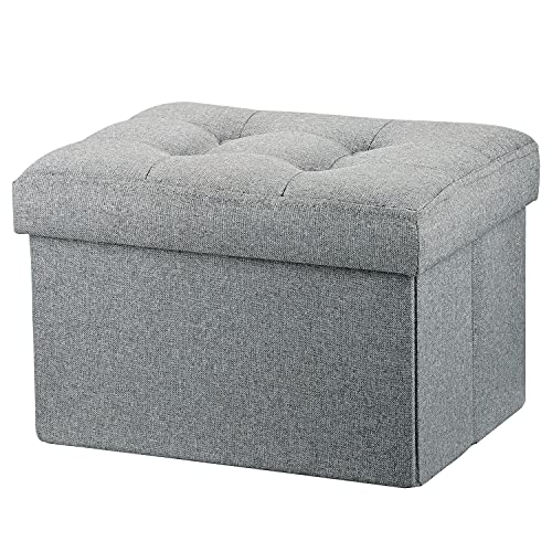 LINMAGCO Ottoman with Storage Small Foot Rest Stool Under Desk Stool Short Folding Footrest for Living Room Bedroom Home Office Dorm Light Gray 16X12X12IN - color: Lightgray, size: 12"D x 16"W x 12"H