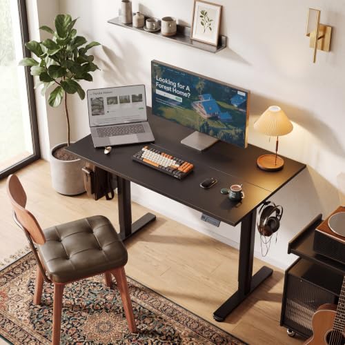 Claiks Electric Height Adjustable Standing Desk, 40x24 Inch, Deep Black | Smooth Height Adjustment, 3 Memory Presets, Cable Management Hub&Hook, Stable Steel Frame, 176lbs Capacity, Easy Assembly - color: Deep Black, size: 40