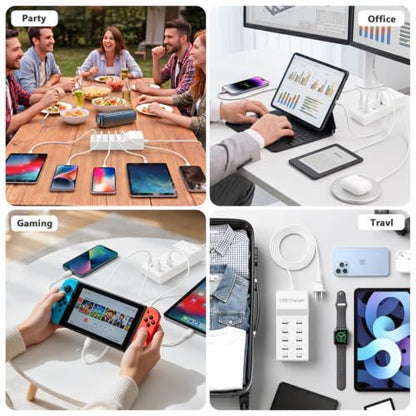 Multiple USB Charging Station for Multiple Devices USB Power Strip 2 Pcs - color: White 2 Pcs