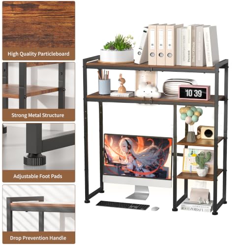 Aetheris Desktop Organizer Shelf, 30" Wooden Office Storage Rack, Display Shelf Rack, 5 Tier Desktop Display Rac, Desk Shelf, Desk Hutch for Computer Monitor (Brown)