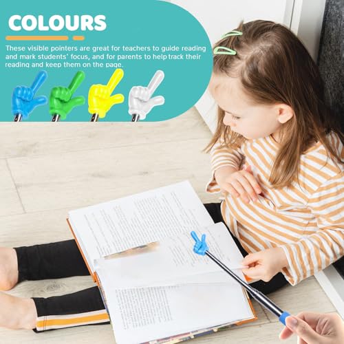 4 Pcs Teacher Pointer Stick for Classroom Extendable Pointer Finger Telescoping Hand Pointer Retractable Pointing Stick Reading Aid for Presentation Whiteboard (Red, Yellow, Blue, Green) - color: Red, Yellow, Blue, Green