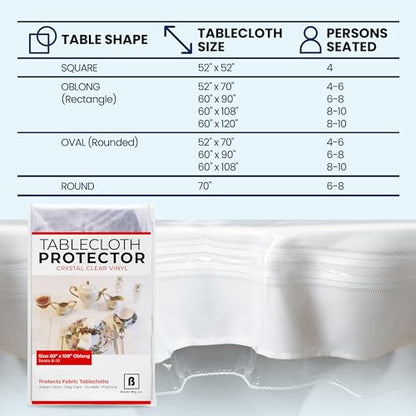 Broder Heavy Duty Clear Plastic Table Cover Protector Rectangle 60x108 – Waterproof, Oil Proof, Wipeable Vinyl Tablecloth Protector, Thick PVC, for Dining Room, Kitchen, Desk, Office, Everyday Use - size: 108" x 60" (Rectangular)