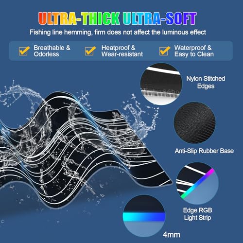 Mouse Pad with Foldable Phone Holder & Wireless Charger, XL RGB Gaming Mousepad 31.5"x11.8" Large Desk Mat for Keyboard, Home Desk Pad with Dual Qi Charging Station | 11 Colors & 5 Modes | Waterproof - color: 31.5x11.81"Phone Stand-Wave