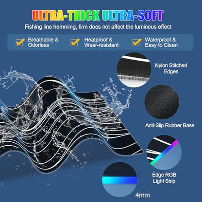 Mouse Pad with Foldable Phone Holder & Wireless Charger, XL RGB Gaming Mousepad 31.5"x11.8" Large Desk Mat for Keyboard, Home Desk Pad with Dual Qi Charging Station | 11 Colors & 5 Modes | Waterproof - color: 31.5x11.81"Phone Stand-Wave