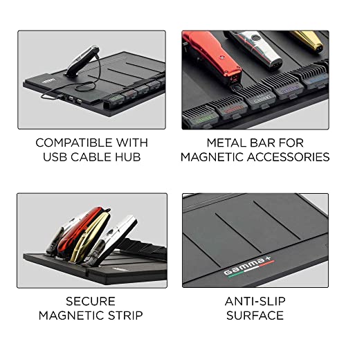 GAMMA+ Professional Barber Appliance Magnetic Mat and Station Organizer, Anti-Slip, Durable Hair Styling Tools - color: Black Magnetic Barber Mat