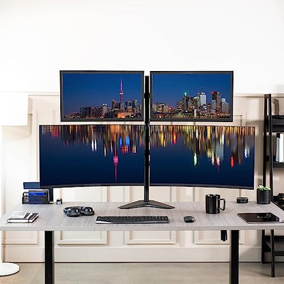 VIVO Quad 13 to 30 inch Monitor Free-Standing Mount, Fully Adjustable Desk Stand, Holds 4 Flat or Curved Display Screens, STAND-V004F - size: Quad Mount