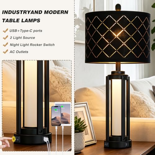 Lolikit 28" Tall Modern Table Lamps Set of 2 for Living Room Bedroom - color: Black - 28"H
