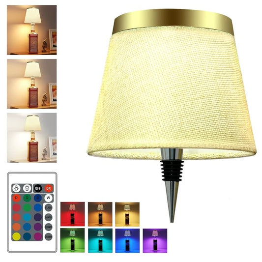 Wireless Bottle Lamp,Small Bedside Table Lamp,RGB LED Bottle Light with Remote Dimmable(RGB Gold, 1pc) - color: Gold gold