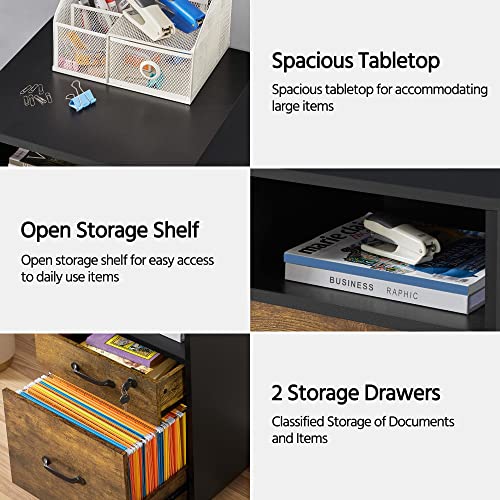 Yaheetech 2-Drawer File Cabinet with Lock, Under Desk Storage, Rustic Brown