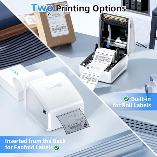 Bluetooth Thermal Label Printer 4x6, Wireless Thermal Labels Printers for Small Business, D550 Pro White Ethernet Shipping Label Printer, Support Bluetooth/Ethernet/USB - color: White