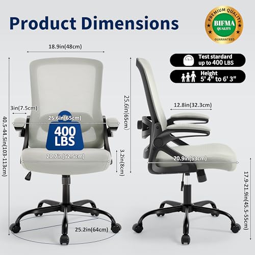 Ergonomic Office Chair Desk Chair with Adjustable Lumbar Support - color: Dark Gray