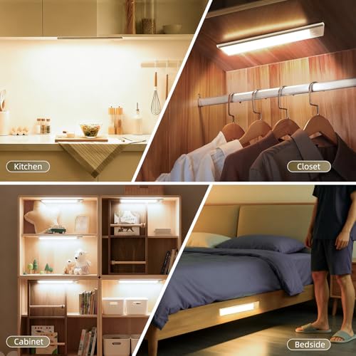 Dimmable Under Cabinet Lighting, Wireless Motion Sensor Light, 5 Pack - color: Warm White Light, size: 14 inch