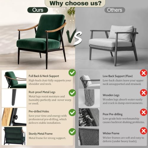 RNKSFX Modern Accent Chairs Set of 2 for Living Room Bedroom Mid Century Arm Chairs Upholstered Office Accent Chairs Comfy Waiting Room Chairs with Metal Frame, Green - color: Green
