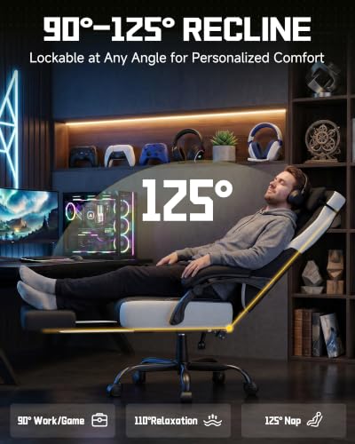 GTPLAYER Big & Tall Gaming Chair, Wide Seat with Footrest, Charcoal - color: 13 Charcoal