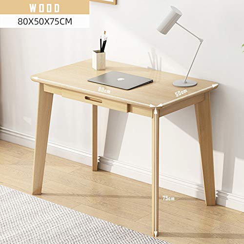 IOTXY Solid Wood Writing Desk - Home Office Laptop Computer Table, Oak - color: Oak, size: 80CM